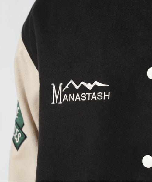 MILKFED.(ミルクフェド)の「MILKFED. × MANASTASH /ミルクフェド×マナスタッシュ SPECIAL STADIUM JUMPER VARSITY JACKET バーシティージャケット スペシャルスタジアムジャンパー(スタジャン・レディース・ブラック/グリーン・MEDIUM/LARGE)」の10枚目の写真