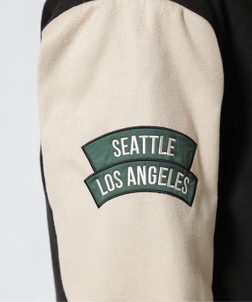 MILKFED.(ミルクフェド)の「MILKFED. × MANASTASH /ミルクフェド×マナスタッシュ SPECIAL STADIUM JUMPER VARSITY JACKET バーシティージャケット スペシャルスタジアムジャンパー(スタジャン・レディース・ブラック/グリーン・MEDIUM/LARGE)」の13枚目の写真