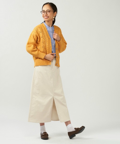 TOKYO SHIRTS（トウキョウシャツ）の「透かし編み トッパーニットカーディガン（カーディガン/ボレロ・レディース・マスタード/トップグレー・M/L）」の7枚目の写真