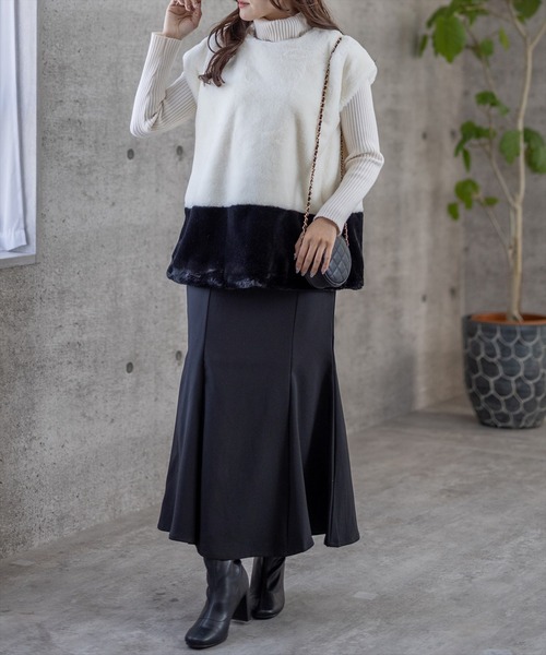 clear(クリア)の「リボン付切替ファートップス(Tシャツ/カットソー・レディース・ブラック/アイボリー/ブラック系その他・F)」の7枚目の写真