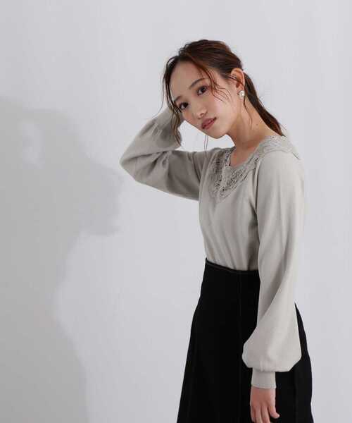 PROPORTION BODY DRESSING（プロポーションボディドレッシング）の「デコルテレースニット / 1213170100（ニット/セーター・レディース・ネイビー/カーキ/ホワイト系その他・FREE）」の22枚目の写真