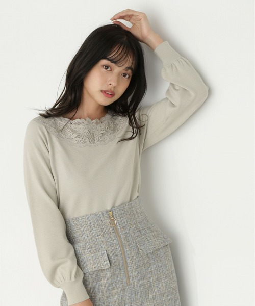 PROPORTION BODY DRESSING（プロポーションボディドレッシング）の「デコルテレースニット / 1213170100（ニット/セーター・レディース・ネイビー/カーキ/ホワイト系その他・FREE）」の3枚目の写真