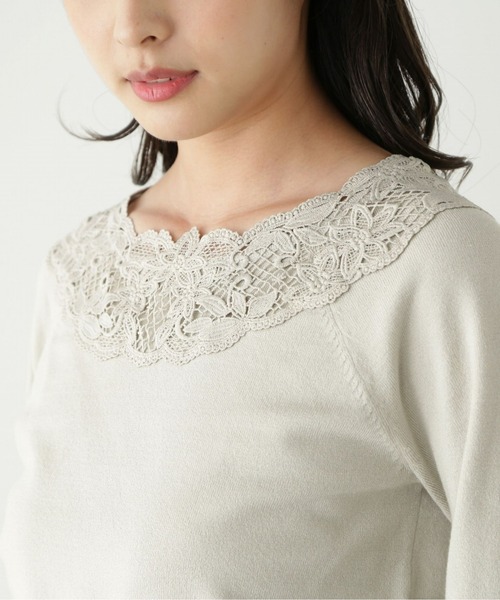 PROPORTION BODY DRESSING（プロポーションボディドレッシング）の「デコルテレースニット / 1213170100（ニット/セーター・レディース・ネイビー/カーキ/ホワイト系その他・FREE）」の4枚目の写真