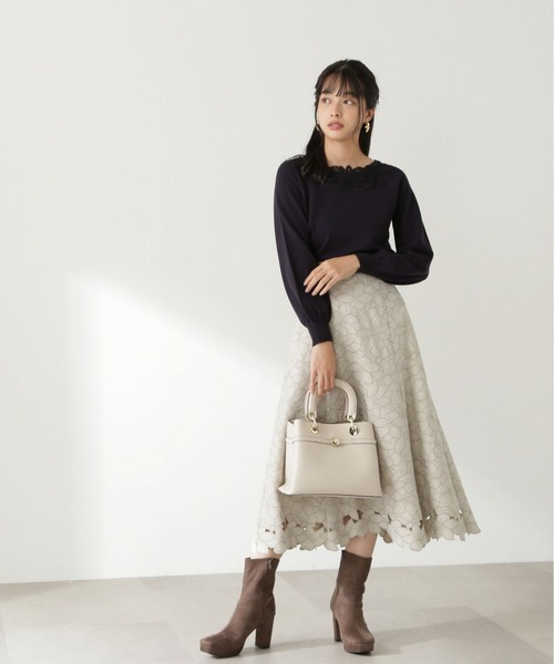 PROPORTION BODY DRESSING（プロポーションボディドレッシング）の「デコルテレースニット / 1213170100（ニット/セーター・レディース・ネイビー/カーキ/ホワイト系その他・FREE）」の7枚目の写真