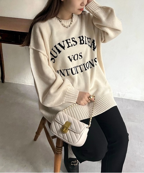 prose verse（プロズヴェール）の「前後2wayジャガードロゴニット（ニット/セーター・レディース・グリーン/アイボリー/ブラック・ﾌﾘ-）」の3枚目の写真