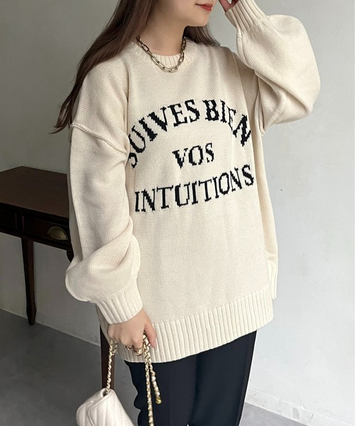 prose verse（プロズヴェール）の「前後2wayジャガードロゴニット（ニット/セーター・レディース・グリーン/アイボリー/ブラック・ﾌﾘ-）」の4枚目の写真