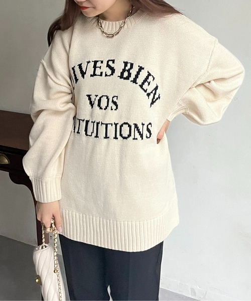 prose verse（プロズヴェール）の「前後2wayジャガードロゴニット（ニット/セーター・レディース・グリーン/アイボリー/ブラック・ﾌﾘ-）」の19枚目の写真