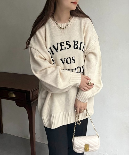 prose verse（プロズヴェール）の「前後2wayジャガードロゴニット（ニット/セーター・レディース・グリーン/アイボリー/ブラック・ﾌﾘ-）」の14枚目の写真