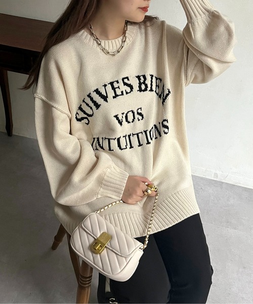 prose verse（プロズヴェール）の「前後2wayジャガードロゴニット（ニット/セーター・レディース・グリーン/アイボリー/ブラック・ﾌﾘ-）」の9枚目の写真