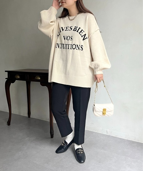 prose verse（プロズヴェール）の「前後2wayジャガードロゴニット（ニット/セーター・レディース・グリーン/アイボリー/ブラック・ﾌﾘ-）」の5枚目の写真