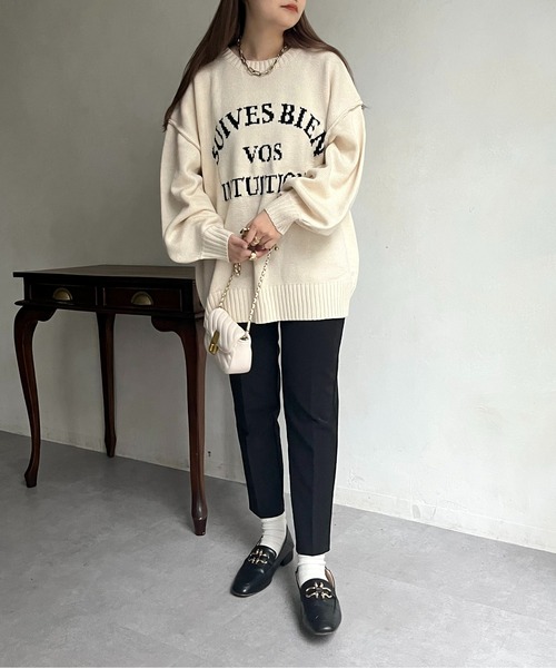 prose verse（プロズヴェール）の「前後2wayジャガードロゴニット（ニット/セーター・レディース・グリーン/アイボリー/ブラック・ﾌﾘ-）」の15枚目の写真