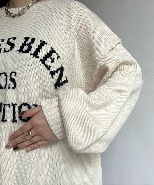 prose verse（プロズヴェール）の「前後2wayジャガードロゴニット（ニット/セーター・レディース・グリーン/アイボリー/ブラック・ﾌﾘ-）」の21枚目の写真