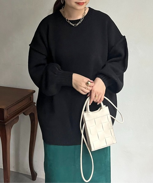 prose verse（プロズヴェール）の「前後2wayジャガードロゴニット（ニット/セーター・レディース・グリーン/アイボリー/ブラック・ﾌﾘ-）」の7枚目の写真