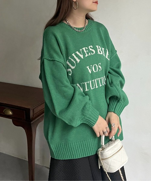 prose verse（プロズヴェール）の「前後2wayジャガードロゴニット（ニット/セーター・レディース・グリーン/アイボリー/ブラック・ﾌﾘ-）」の8枚目の写真