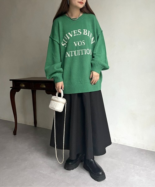 prose verse（プロズヴェール）の「前後2wayジャガードロゴニット（ニット/セーター・レディース・グリーン/アイボリー/ブラック・ﾌﾘ-）」の13枚目の写真