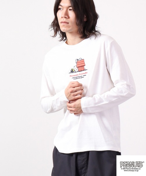 PEANUTS(ピーナッツ)の「PEANUTS スヌーピー 長袖Tシャツ(Tシャツ/カットソー・レディース・カーキ/サックスブルー/オフホワイト/ベージュ・M/L/LL)」の12枚目の写真