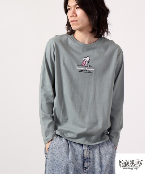 PEANUTS(ピーナッツ)の「PEANUTS スヌーピー 長袖Tシャツ(Tシャツ/カットソー・レディース・カーキ/サックスブルー/オフホワイト/ベージュ・M/L/LL)」の22枚目の写真