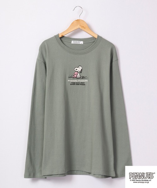 PEANUTS(ピーナッツ)の「PEANUTS スヌーピー 長袖Tシャツ(Tシャツ/カットソー・レディース・カーキ/サックスブルー/オフホワイト/ベージュ・M/L/LL)」の21枚目の写真