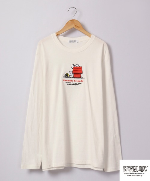 PEANUTS(ピーナッツ)の「PEANUTS スヌーピー 長袖Tシャツ(Tシャツ/カットソー・レディース・カーキ/サックスブルー/オフホワイト/ベージュ・M/L/LL)」の11枚目の写真