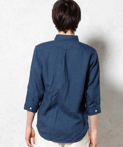 green label relaxing(グリーンレーベルリラクシング)の「LINEN CHAMB BD-R 7/SL シャツ◆(シャツ/ブラウス・メンズ・ネイビー/コバルトブルー/オリーブ/ホワイト・LARGE/X-LARGE/MEDIUM/SMALL)」の12枚目の写真