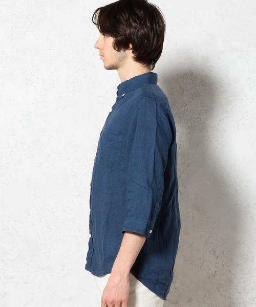 green label relaxing(グリーンレーベルリラクシング)の「LINEN CHAMB BD-R 7/SL シャツ◆(シャツ/ブラウス・メンズ・ネイビー/コバルトブルー/オリーブ/ホワイト・LARGE/X-LARGE/MEDIUM/SMALL)」の5枚目の写真