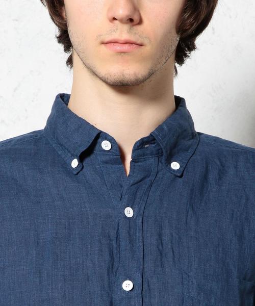 green label relaxing(グリーンレーベルリラクシング)の「LINEN CHAMB BD-R 7/SL シャツ◆(シャツ/ブラウス・メンズ・ネイビー/コバルトブルー/オリーブ/ホワイト・LARGE/X-LARGE/MEDIUM/SMALL)」の7枚目の写真