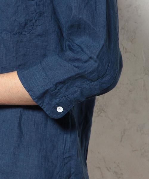 green label relaxing(グリーンレーベルリラクシング)の「LINEN CHAMB BD-R 7/SL シャツ◆(シャツ/ブラウス・メンズ・ネイビー/コバルトブルー/オリーブ/ホワイト・LARGE/X-LARGE/MEDIUM/SMALL)」の8枚目の写真