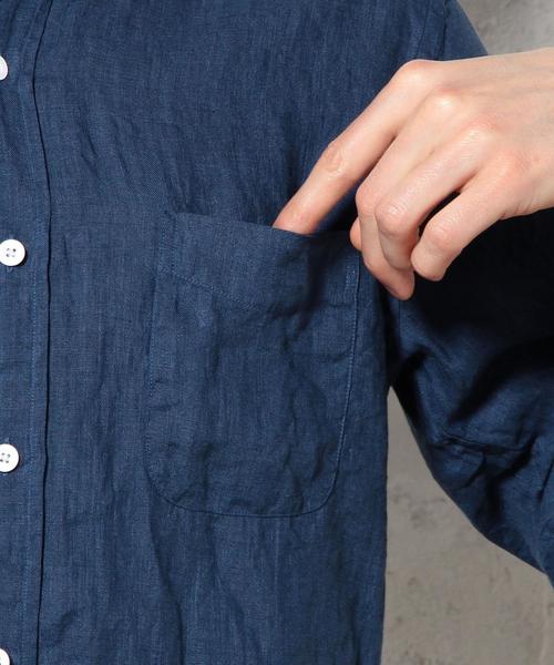 green label relaxing(グリーンレーベルリラクシング)の「LINEN CHAMB BD-R 7/SL シャツ◆(シャツ/ブラウス・メンズ・ネイビー/コバルトブルー/オリーブ/ホワイト・LARGE/X-LARGE/MEDIUM/SMALL)」の14枚目の写真