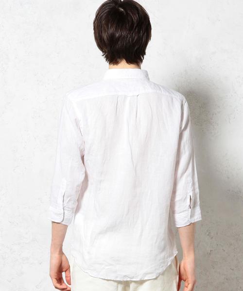 green label relaxing(グリーンレーベルリラクシング)の「LINEN CHAMB BD-R 7/SL シャツ◆(シャツ/ブラウス・メンズ・ネイビー/コバルトブルー/オリーブ/ホワイト・LARGE/X-LARGE/MEDIUM/SMALL)」の15枚目の写真