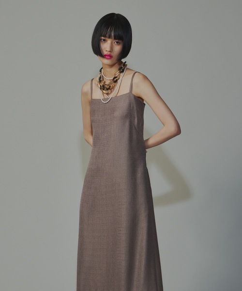 yae ヤエ　キャミソールワンピース FREE シルバー Flower spangle camisole dress/フラワースパンコール