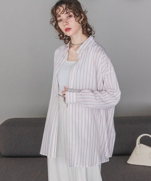 JEANASIS（ジーナシス）の「マルチストライプ2WAYスリーブシャツ