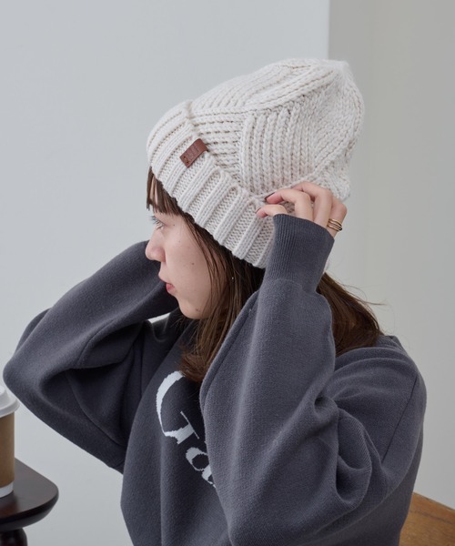 COLONY 2139（コロニートゥーワンスリーナイン）の「裏ボア付きリブ編みニット帽（ニットキャップ/ビーニー・レディース・マスタード/モカ/チャコールグレー/グレー/オフホワイト・FREE）」の2枚目の写真