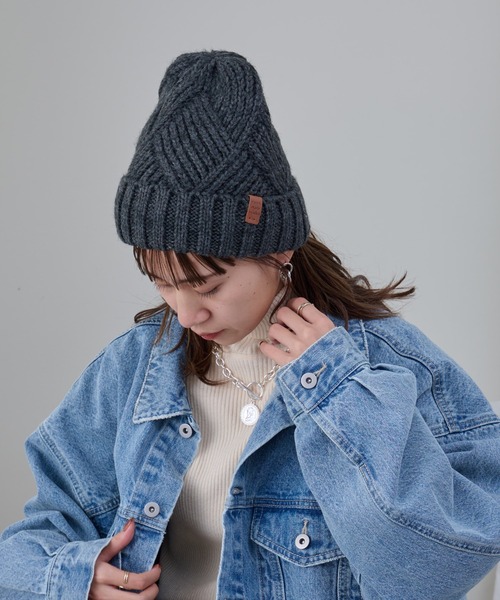 COLONY 2139（コロニートゥーワンスリーナイン）の「裏ボア付きリブ編みニット帽（ニットキャップ/ビーニー・レディース・マスタード/モカ/チャコールグレー/グレー/オフホワイト・FREE）」の3枚目の写真