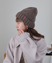 裏ボア付きリブ編みニット帽