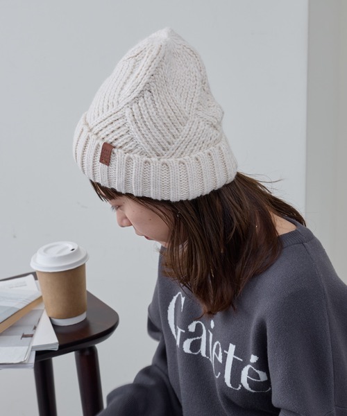 COLONY 2139（コロニートゥーワンスリーナイン）の「裏ボア付きリブ編みニット帽（ニットキャップ/ビーニー・レディース・マスタード/モカ/チャコールグレー/グレー/オフホワイト・FREE）」の10枚目の写真