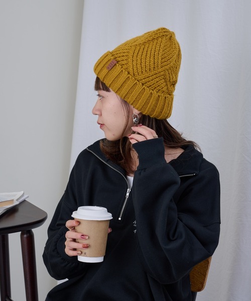 COLONY 2139（コロニートゥーワンスリーナイン）の「裏ボア付きリブ編みニット帽（ニットキャップ/ビーニー・レディース・マスタード/モカ/チャコールグレー/グレー/オフホワイト・FREE）」の12枚目の写真