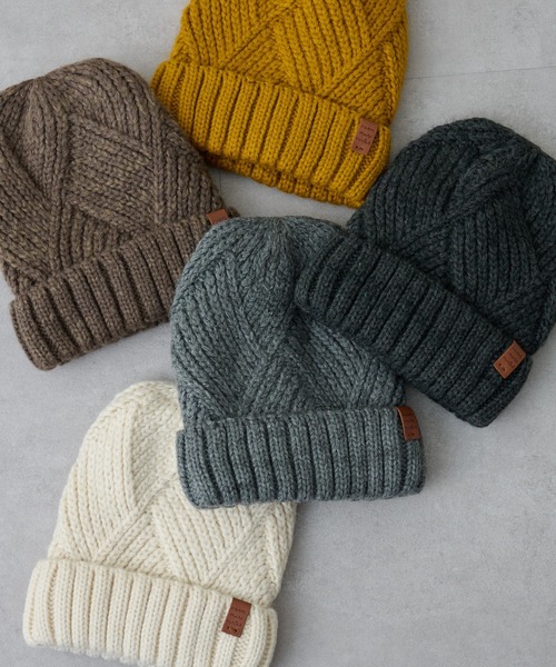 COLONY 2139（コロニートゥーワンスリーナイン）の「裏ボア付きリブ編みニット帽（ニットキャップ/ビーニー・レディース・マスタード/モカ/チャコールグレー/グレー/オフホワイト・FREE）」の13枚目の写真