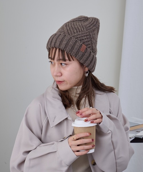 COLONY 2139（コロニートゥーワンスリーナイン）の「裏ボア付きリブ編みニット帽（ニットキャップ/ビーニー・レディース・マスタード/モカ/チャコールグレー/グレー/オフホワイト・FREE）」の7枚目の写真