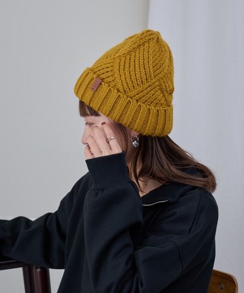 COLONY 2139（コロニートゥーワンスリーナイン）の「裏ボア付きリブ編みニット帽（ニットキャップ/ビーニー・レディース・マスタード/モカ/チャコールグレー/グレー/オフホワイト・FREE）」の22枚目の写真