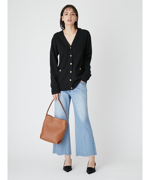 金釦デザインロング丈カーディガン　ウォッシャブル Mila Owen（ミラオーウェン）の「金釦デザインロング丈カーディガン