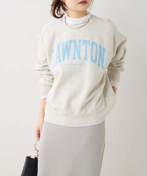 PUAL CE CIN（ピュアルセシン）の「パイルカット裏毛カレッジロゴプルオーバー（スウェット・レディース・オフホワイト/サックスブルー/ナチュラル・FREE）」の3枚目の写真