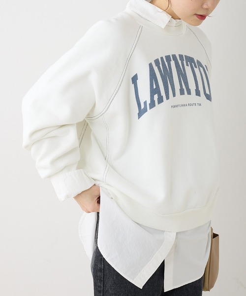 PUAL CE CIN（ピュアルセシン）の「パイルカット裏毛カレッジロゴプルオーバー（スウェット・レディース・オフホワイト/サックスブルー/ナチュラル・FREE）」の4枚目の写真