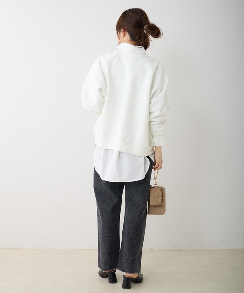 PUAL CE CIN（ピュアルセシン）の「パイルカット裏毛カレッジロゴプルオーバー（スウェット・レディース・オフホワイト/サックスブルー/ナチュラル・FREE）」の11枚目の写真