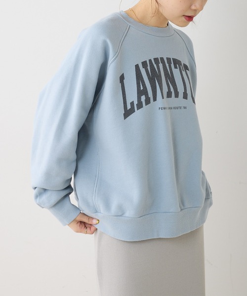 PUAL CE CIN（ピュアルセシン）の「パイルカット裏毛カレッジロゴプルオーバー（スウェット・レディース・オフホワイト/サックスブルー/ナチュラル・FREE）」の5枚目の写真