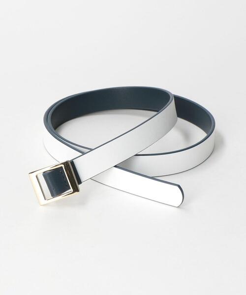 green label relaxing(グリーンレーベルリラクシング)の「レザー リバーシブル スクエアリング ベルト(ベルト・レディース・ネイビー/モカ/ブラック・FREE)」の6枚目の写真