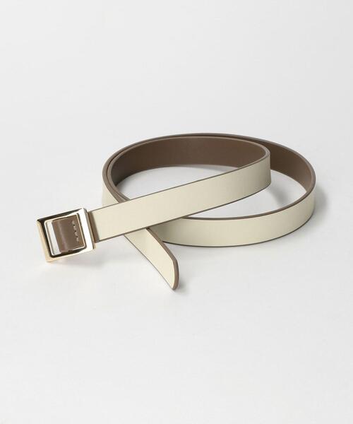 green label relaxing(グリーンレーベルリラクシング)の「レザー リバーシブル スクエアリング ベルト(ベルト・レディース・ネイビー/モカ/ブラック・FREE)」の10枚目の写真