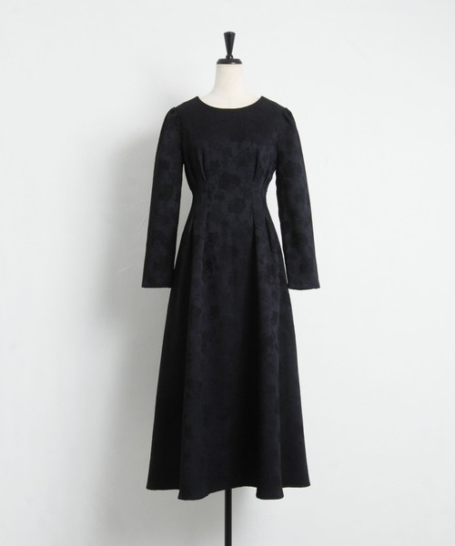 tocco closet（トッコ　クローゼット）の「ウエストタックフラワージャガードワンピース（ワンピース・レディース・ネイビー/アイボリー・M）」の19枚目の写真