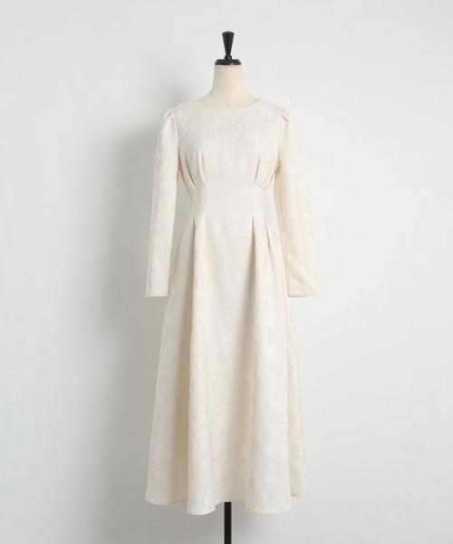 tocco closet（トッコ　クローゼット）の「ウエストタックフラワージャガードワンピース（ワンピース・レディース・ネイビー/アイボリー・M）」の16枚目の写真