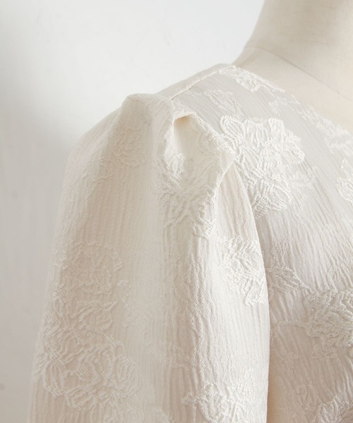 tocco closet（トッコ　クローゼット）の「ウエストタックフラワージャガードワンピース（ワンピース・レディース・ネイビー/アイボリー・M）」の14枚目の写真