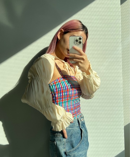 SANSeLF（サンセルフ）の「サイドリボンスイムウェア【SANSeLF】 sanws23s003（水着・レディース・ブラック/ブラウン/ブルー/マルチ・FREE）」の14枚目の写真